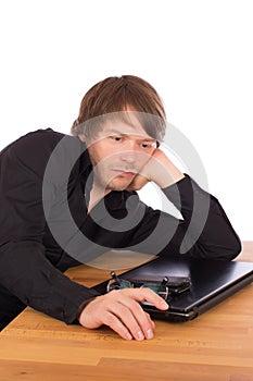 Serene man thinking about a business idea