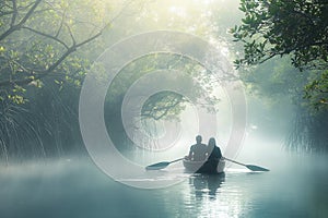 Serene Mangrove Canoe Trip - AI-Generated Image