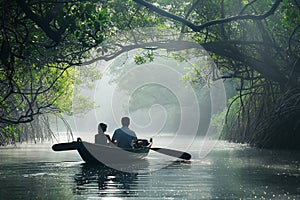 Serene Mangrove Canoe Trip - AI-Generated Image