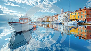 Serene Marina View in Piran with Colorful Reflections photo