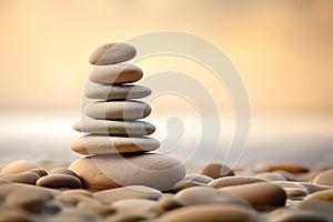 Serene Meditation and Balanced Stones Symbolizing Inner Peace and Emotional Stability. Generative Ai