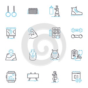 Serene mindset linear icons set. Tranquility, Calmness, Peace, Serenity, Relaxation, Harmony, Equanimity line vector and