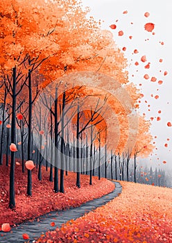 Autumn Grove in Minimalist Hues photo