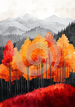 Autumn Grove in Minimalist Hues photo