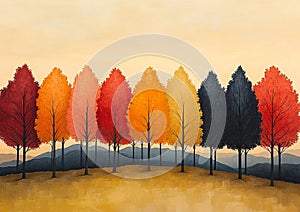 Autumn Grove in Minimalist Hues photo