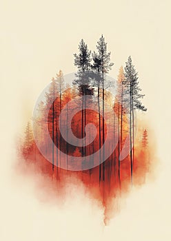 Autumn Grove in Minimalist Hues photo