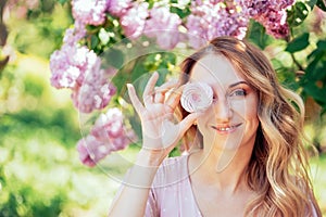 Serene Moment Under Lavender Lilac Blooms in Springtime.