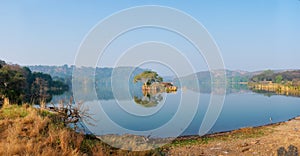 Serene morning on lake Padma Talao. Ranthambore National Park, Rajasthan, India