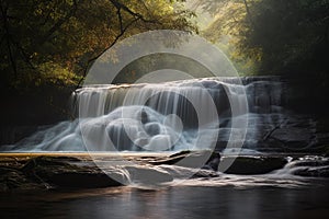 Serene Morning Waterfall on River