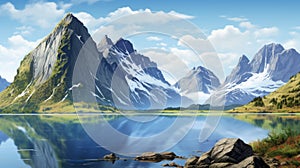 Serene Mountain Lake: Cartoon Realism Art In 8k Resolution