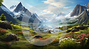 Serene Mountain Landscape In Lofoten: Insect Scene Digital Background Paper