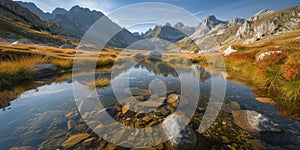 Serene mountain landscape with reflection in lake