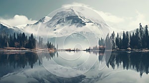 Serene Mountain Reflection In A Dreamy 8k Resolution photo