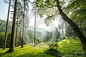 Nature forest landscape with trees