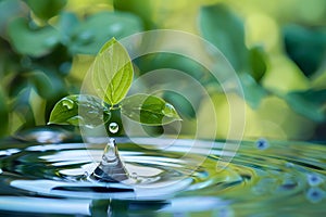 Serene nature: leaf with water drop