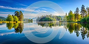 Serene Nature Reflection in a Lake AI-Created Content photo