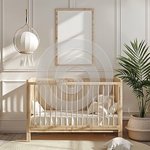 Serene Nursery Room with Crib and Chair in Natural Light