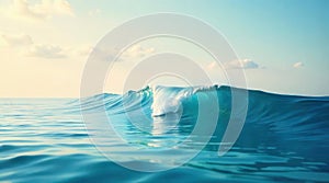 Serene ocean wave rolling under a calm sky with soft light. Generative AI