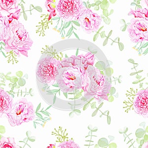 Serene peonies seamless vector print