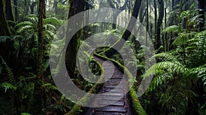 Serene Rainforest Path on a Cloudy Afternoon