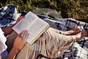 Serene Reading Bliss: Woman Immersed in Nature\'s Embrace