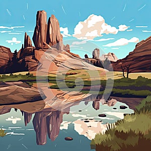 Serene Reflections: Painted Illustrations Of Fictional Landscapes