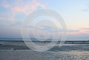 Serene Relaxing Beach in Low Tide Landscape with Colorful Sky at Dawn - Vijaynagar Beach, Havelock, Andaman Islands