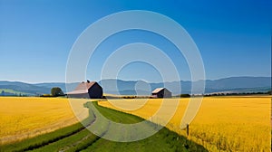 A serene rural farm landscape, a vast expanse photo