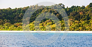 Serene scenery of tropical island in summer, a tranquil sunny seascape of Similan Islands, Thailand