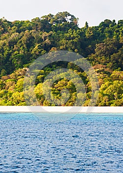Serene scenery of tropical island in summer, a tranquil sunny seascape of Similan Islands, Thailand