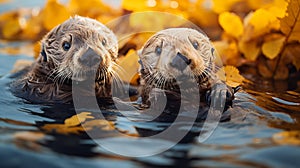 Serene Sea Otters in Vibrant Kelp Forest