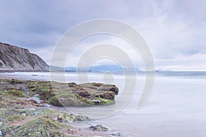 Serene seascape in Azkorri beach, Spain.