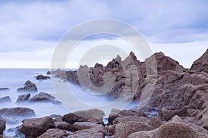 Serene seascape in Azkorri beach, Spain.