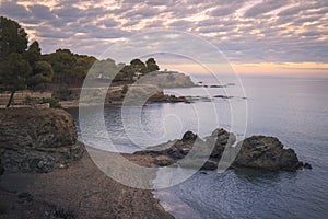 Serene Seascape at Twilight in LlanÃÂ§a, Catalonia photo