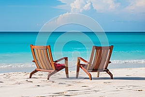 Serene Seaside Escape: Two Chairs on a Sunny Beach