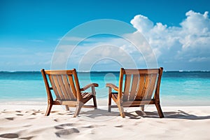 Serene Seaside Escape: Two Chairs on a Sunny Beach