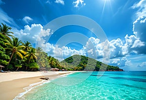 Serene Shoreline with Tropical Vibes and Clear Water