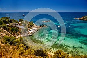 A serene shot of Portals Nous (Playa Oratorio) beach in Mallorca