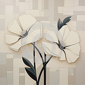 Serene Simplicity: Paper Flowers On Stacked Tile Mosaic photo