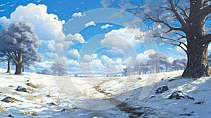 Serene Snow Landscape: A High-tech Visual Arts Masterpiece