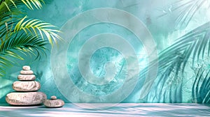 Serene spa zen background with balanced stones