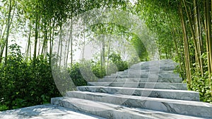 Serene Stone Steps in a Bamboo Forest: A Path to Tranquility