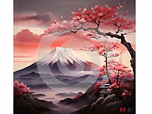 In the serene style of Japanese sumi-e