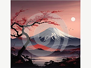 In the serene style of Japanese sumi-e