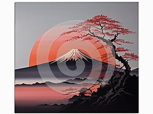 In the serene style of Japanese sumi-e