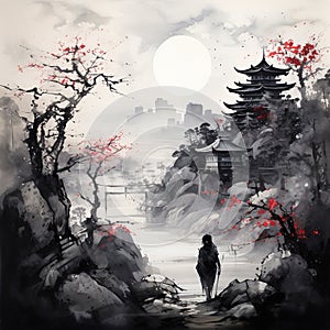 Serene Sumi-e Painting