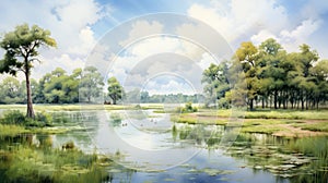 Serene Summer Day: Landscape Wallpaper By Michel Art