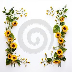 Serene Sunflower Border Wide Copy Space