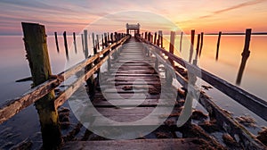 Serene Sunrise on Abandoned Pier