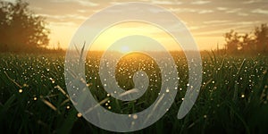 Serene Sunrise DewKissed Field at Dawn